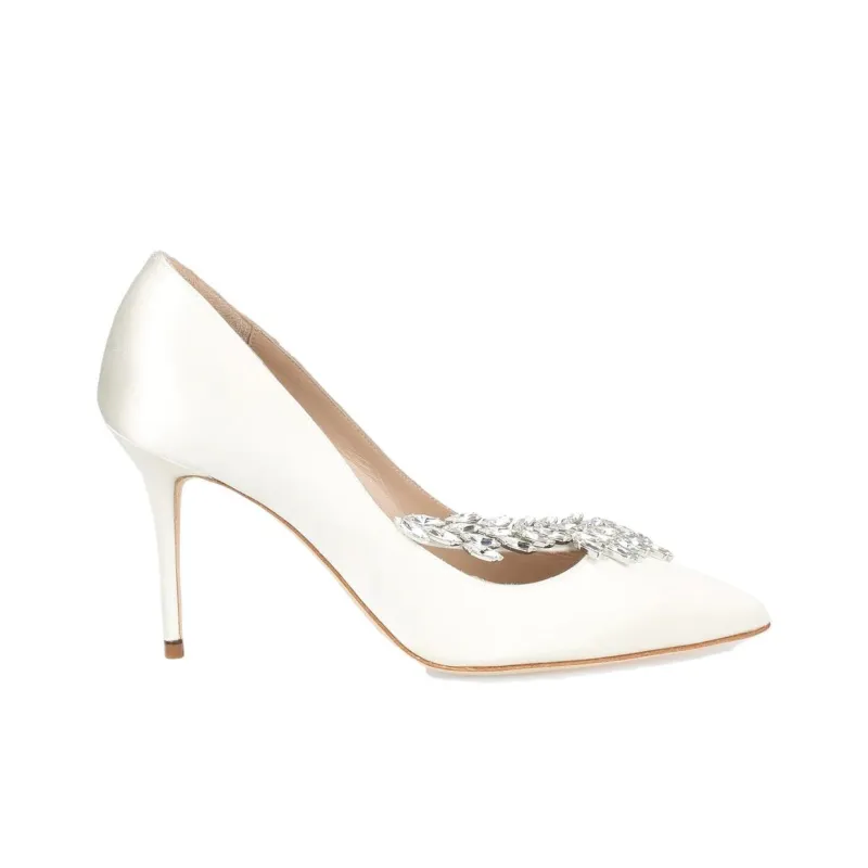 MANOLO BLAHNIK Slim Heel High Heels 9cm Women's White-1