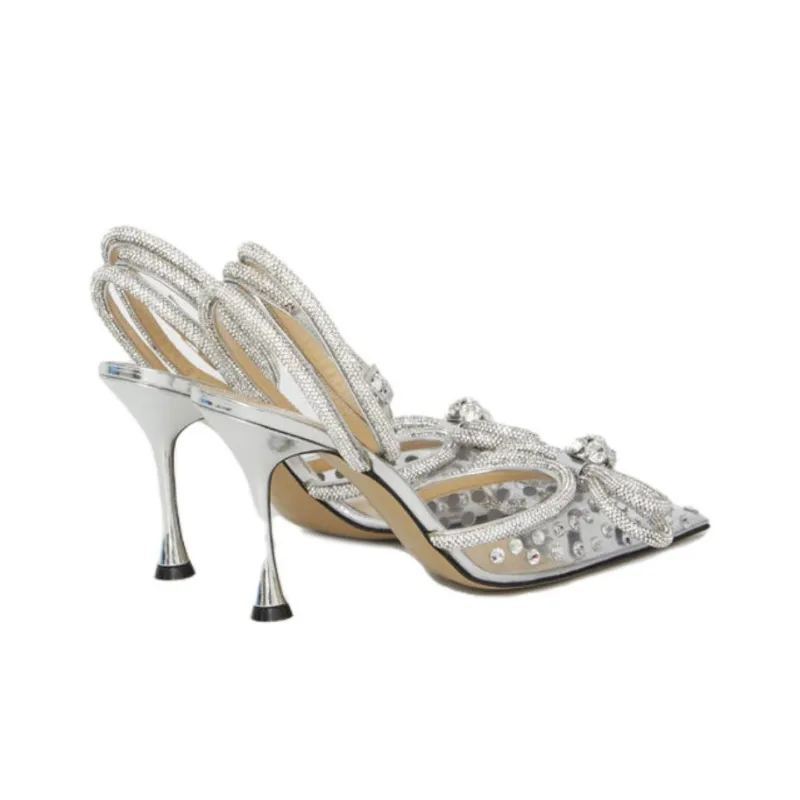 MACH & MACH Double Bow 100mm Crystal-embellished Pumps-3
