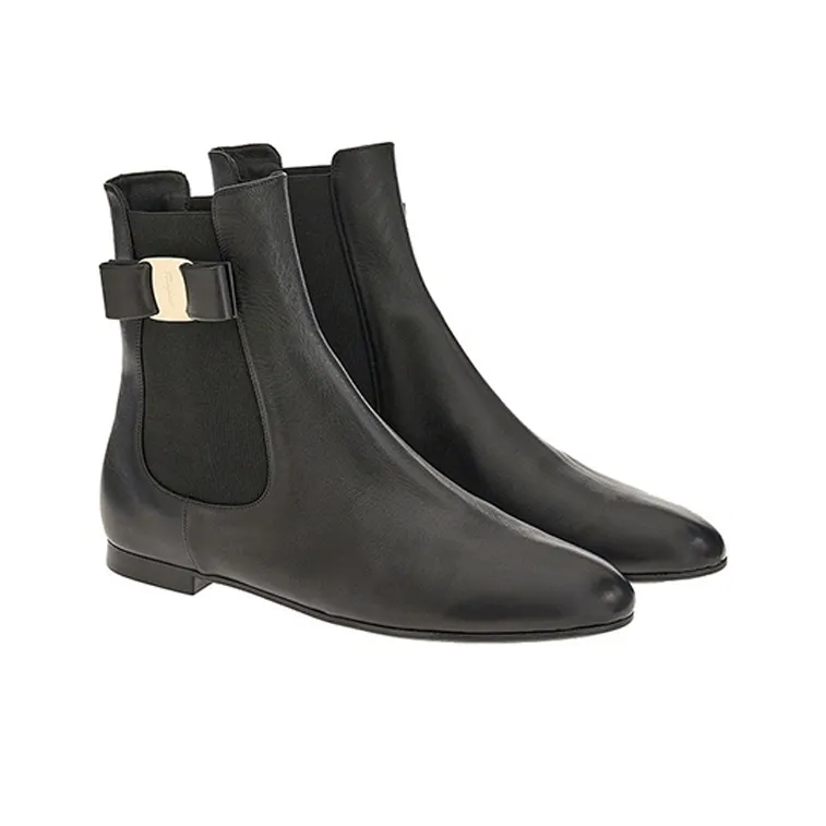 FERRAGAMO Vara Short Chelsea Boots Women's Black-2