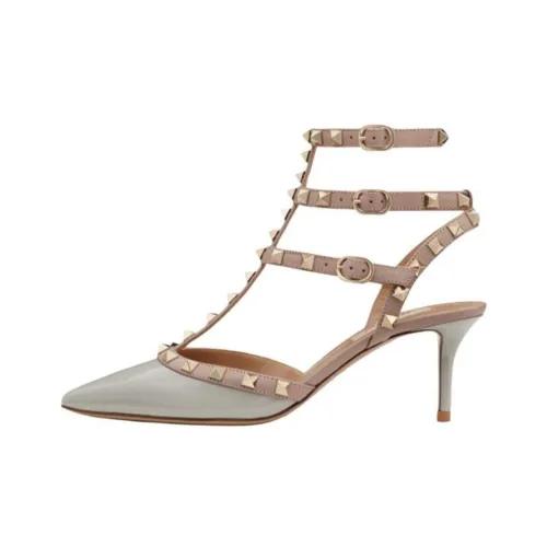 Valentino Rockstud GARAVANI Slim Heel High Heels Women's Gray