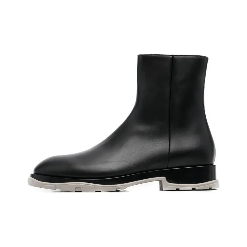 Alexander McQueen Half Leather Boot Black Grey-0