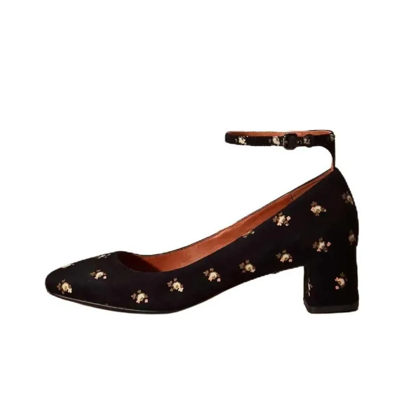 COACH Chunky Heel High Heels 4.5cm Women's Black-0