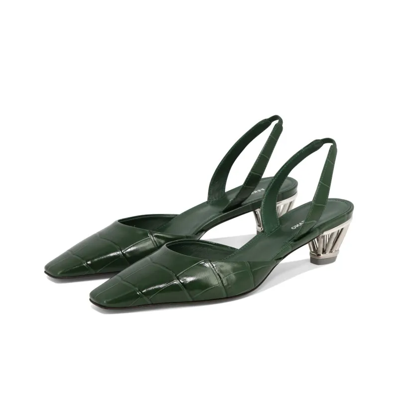 FERRAGAMO Alyssa High Heels Women's Dark Green-2