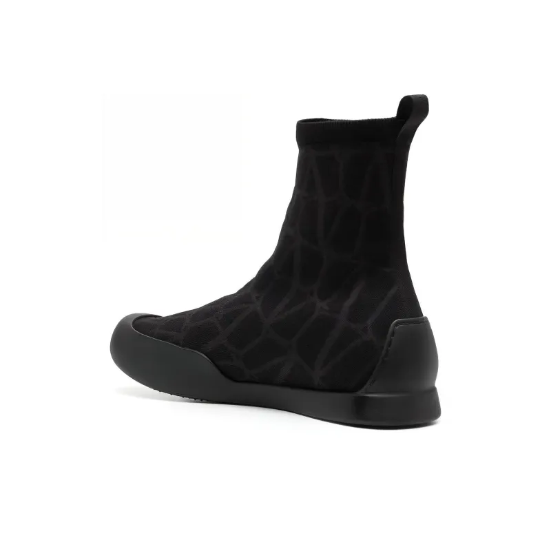 Valentino Toile Iconographe Round Toe Sock Boots-3