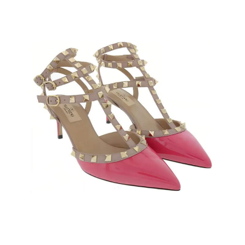 Valentino Rockstud GARAVANI Slim Heel High Heels Women's Pink-1