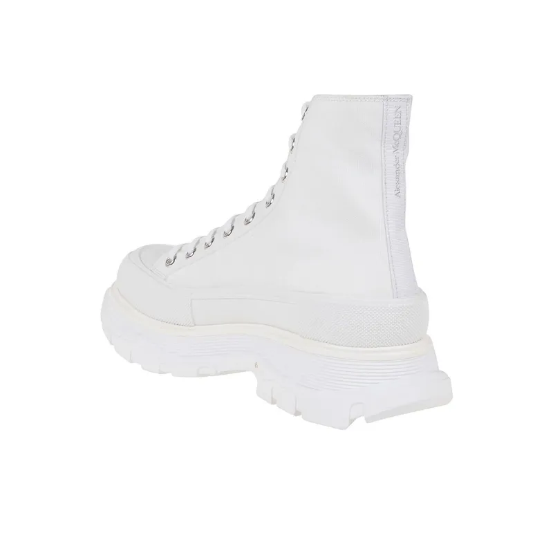 Alexander McQueen Canvas Tread Slick High Top Sneakers 'White'-3