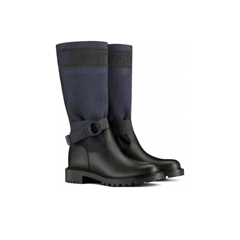 DIOR D Major Knee high Boots Women's Blue-3