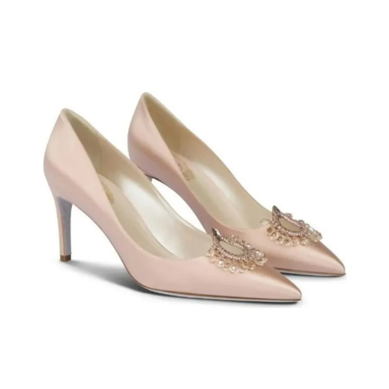 RENE CAOVILLA Chantel Slim Heel High Heels 7.5cm Women's Pink-2