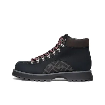 FENDI Monogram Detailed Lace-Up Ankle Boots