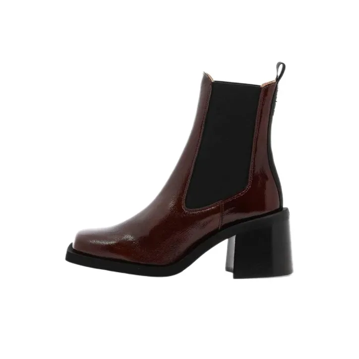 GANNI Crew Chelsea Boots 7cm Women's Red-0