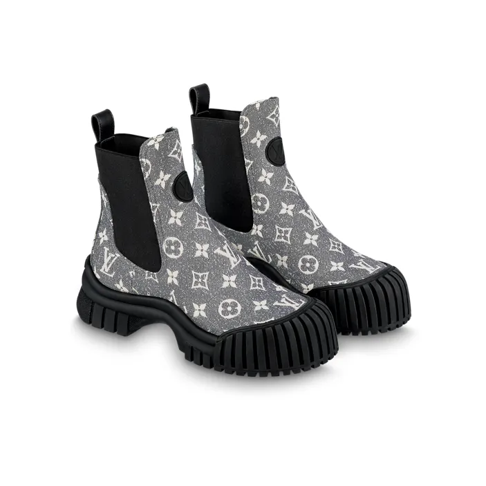 LOUIS VUITTON Ruby Short Chelsea Boots Women's Gray-1