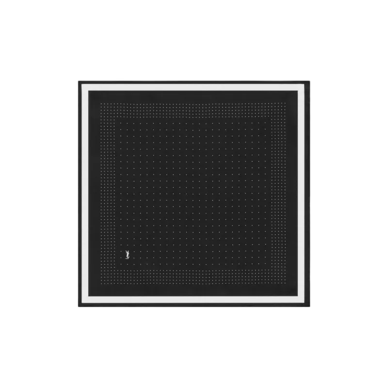 SAINT LAURENT Mulberry Silk Scarves Unisex Black/White-1