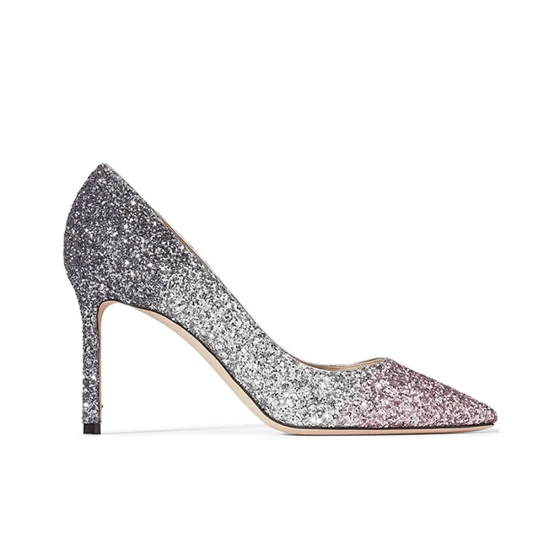 Jimmy Choo ROMY Slim Heel High Heels Women's Pink Silver-1