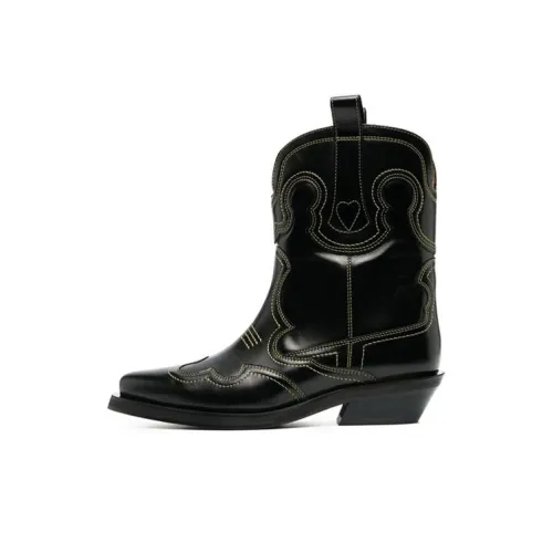 GANNI 35mm Western Leather Boots