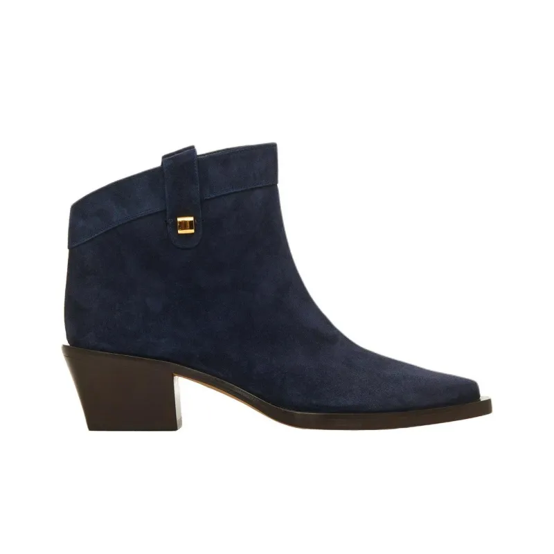 MAISON SKORPIOS Alexandra Ankle Boots 6cm Women's Marine Blue-1