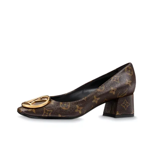 LOUIS VUITTON Madeleine Chunky Heel High Heels Women's Brown