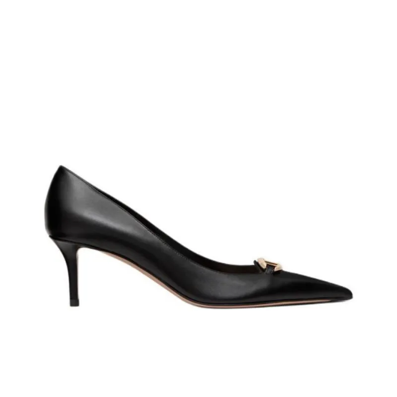Valentino Vlogo Slim Heel High Heels 6cm Women's Black-1
