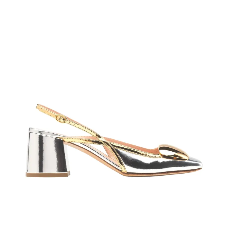 Rupert Sanderson Cavalla Chunky Heel High Heels 6cm Women's Silver-1