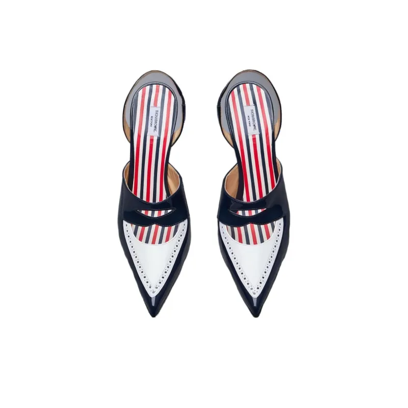 THOM BROWNE Curved-heel 120mm Leather Pumps-2