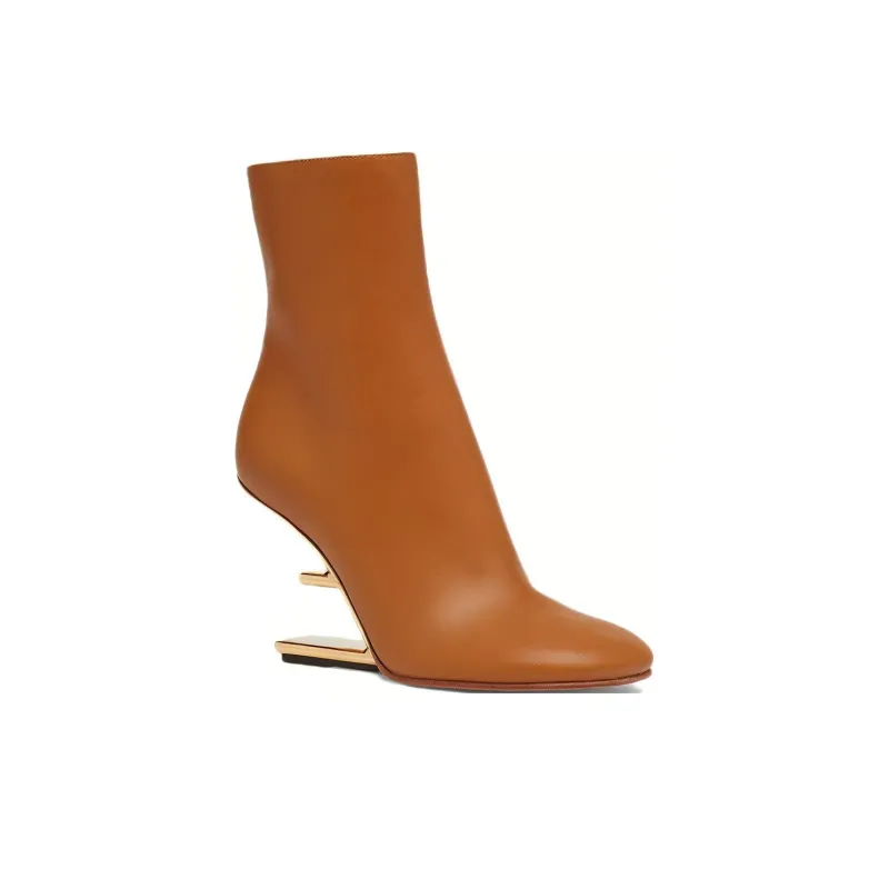 FENDI First Ankle Boots 9.5cm Women's Brown-2