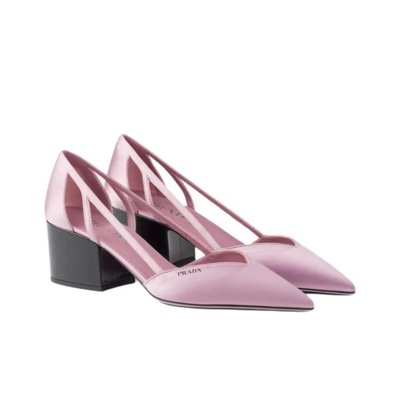 PRADA Chunky Heel High Heels 5.5cm Women's Pink-2