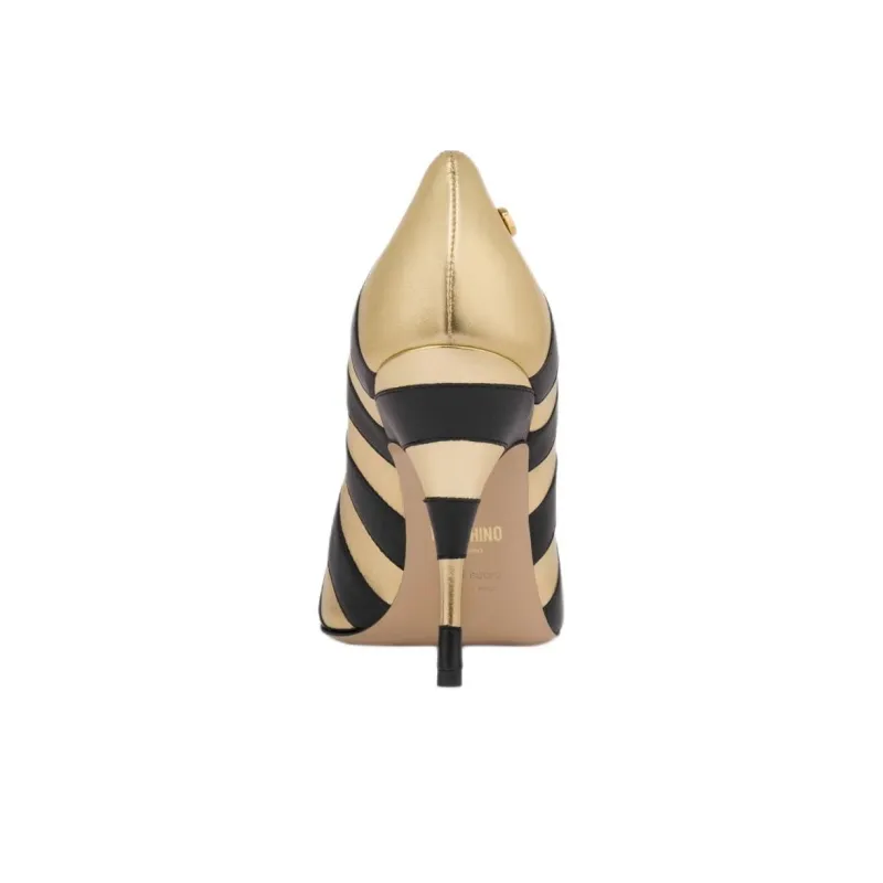 MOSCHINO Striped Metallic Pumps-4