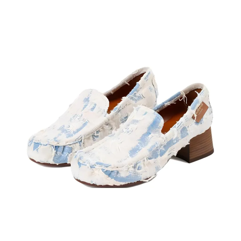 Acne Studios 35mm Distressed Denim Loafers-2