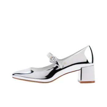 Larroude Blair Block Chunky Heel High Heels 7.8cm Women's Silver