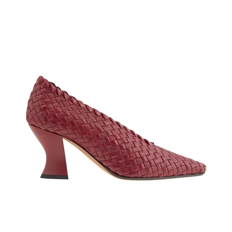 Bottega Veneta Chunky Heel High Heels 7.5cm Women's Red-3