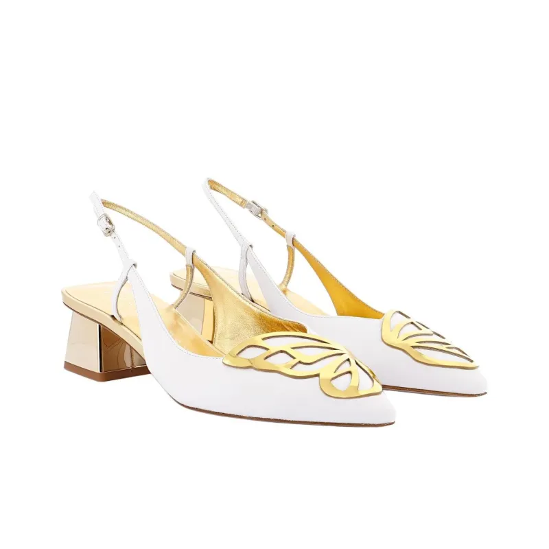 Sophia Webster Butterfly Block Heel High Heels 5cm Women's White-2