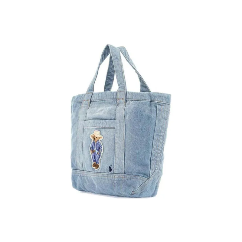 Polo Ralph Lauren Cotton Tote Bag, Shopping Bag, Handbag Trumpets Women's Blue-1