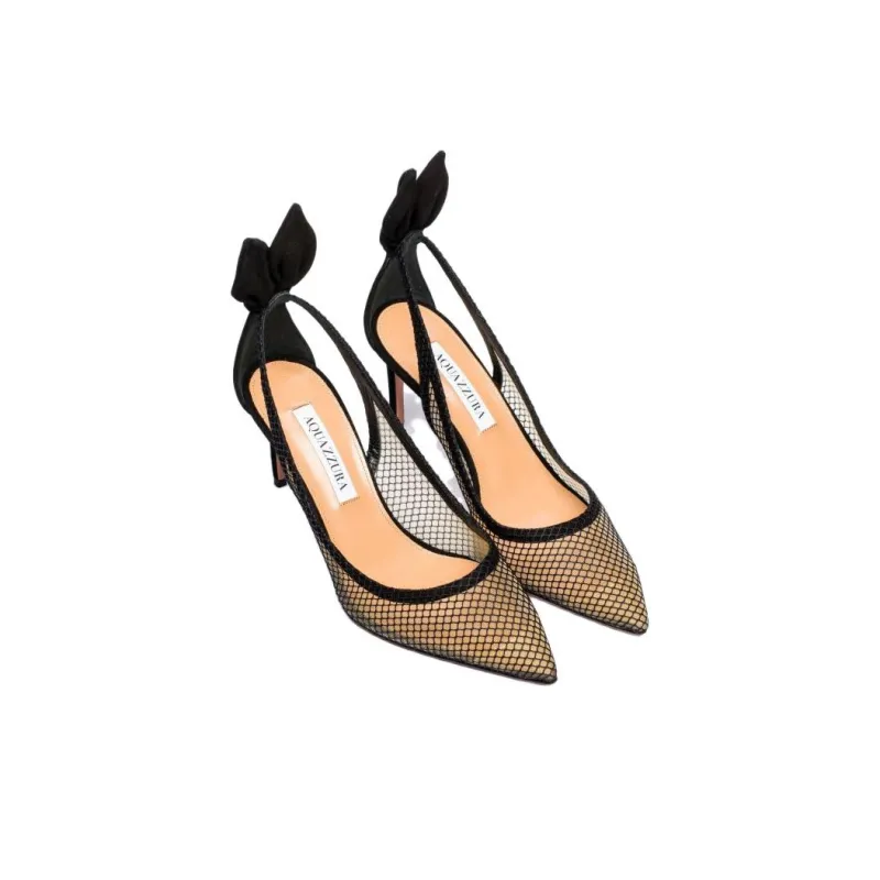 AQUAZZURA 85mm Mesh-panelled Pumps-4