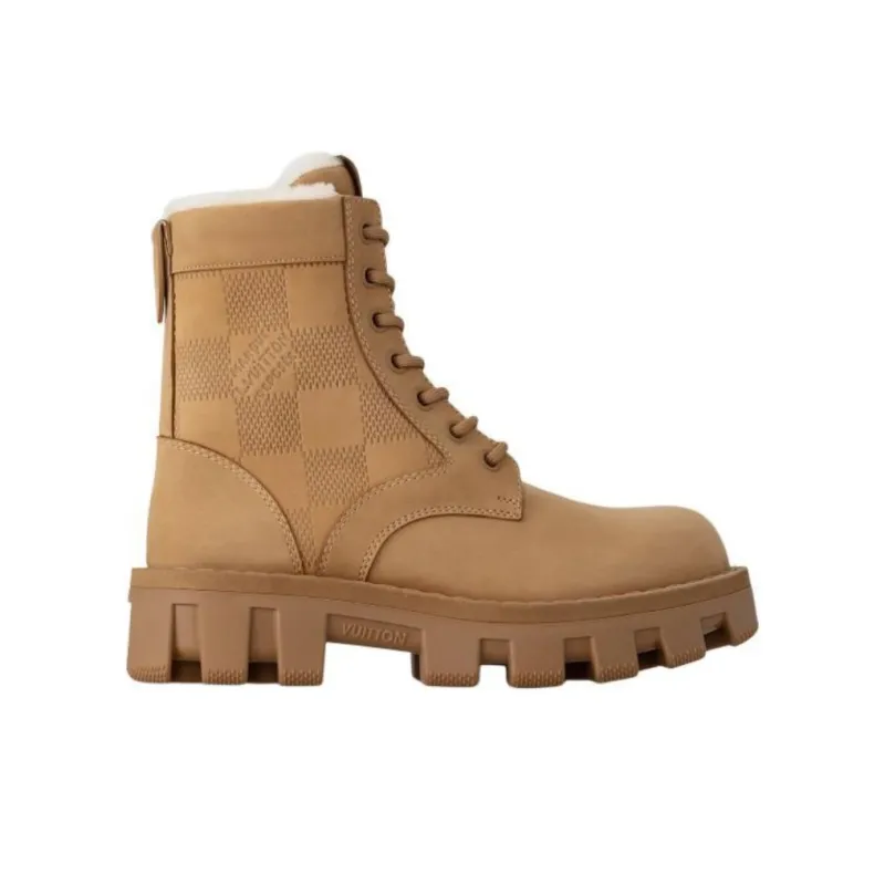 LOUIS VUITTON Checker Short Martin Boot Men's Brown-1