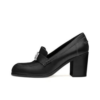 HERMES Dauphine 70 Chunky Heel High Heels Women's Black