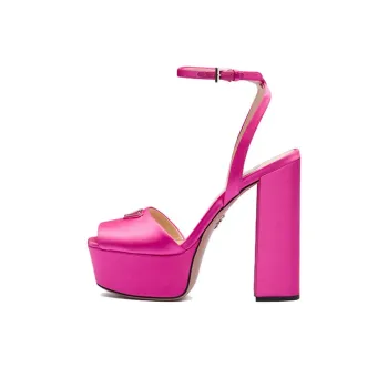 PRADA 135mm Platform Sandals Begonia Pink Satin Women's