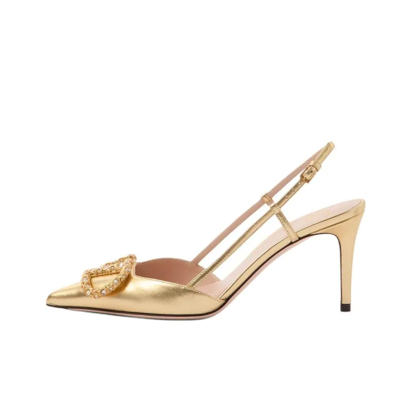 Valentino Vlogo Signature Slim Heel High Heels 8cm Women's Brass-0