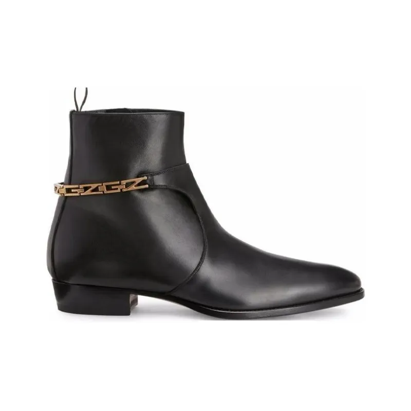 giuseppe zanotti Enfield Monogram Leather Ankle Boots-1
