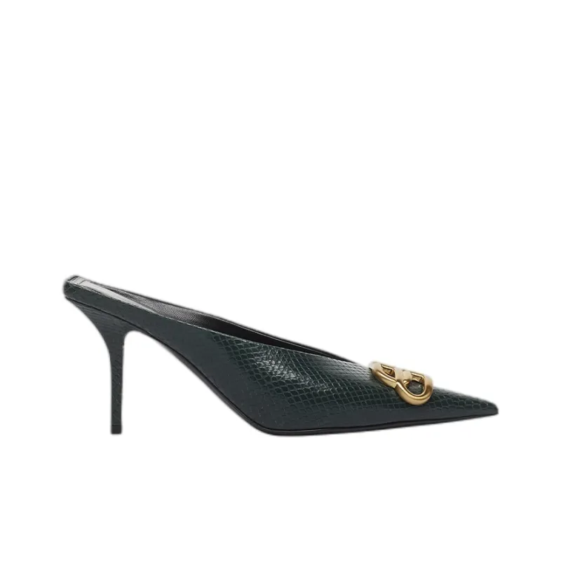 Balenciaga Knife Slim Heel High Heels 8cm Women's Black Green-1