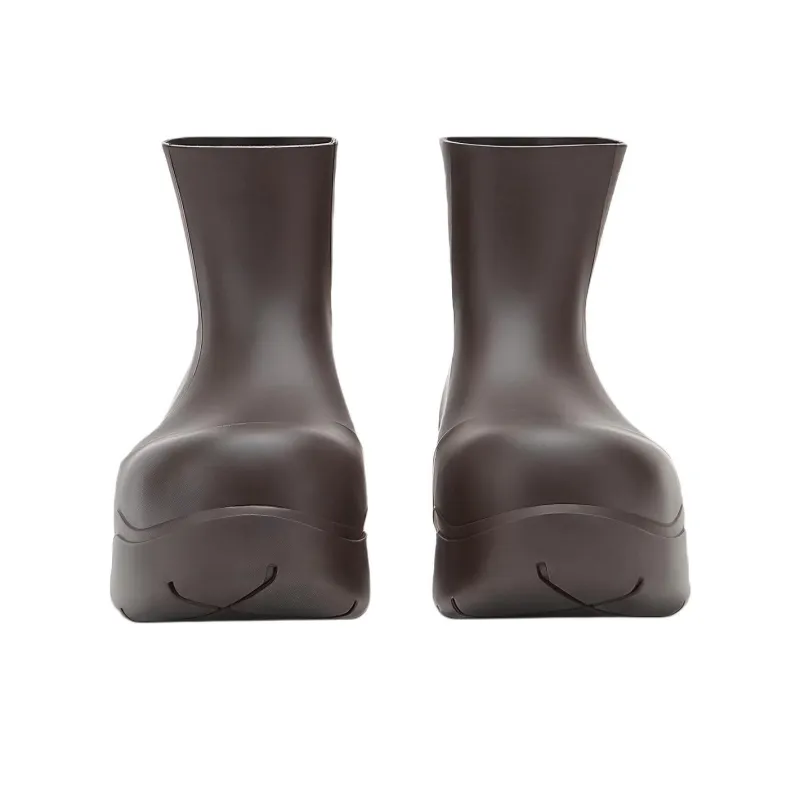 Bottega Veneta Puddle Rain Boots Ankle Boots Men's Coffee-3
