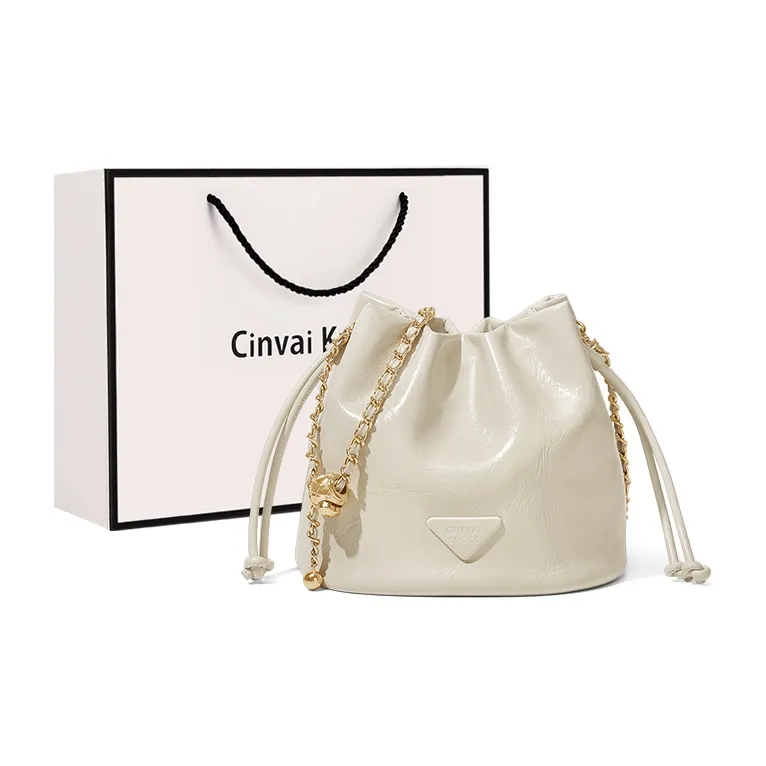 Simvay Clos Cow Leather Shoulder Bag Crossbody Bag Bucket Bag Small Size Women's Black/Brown/White-10