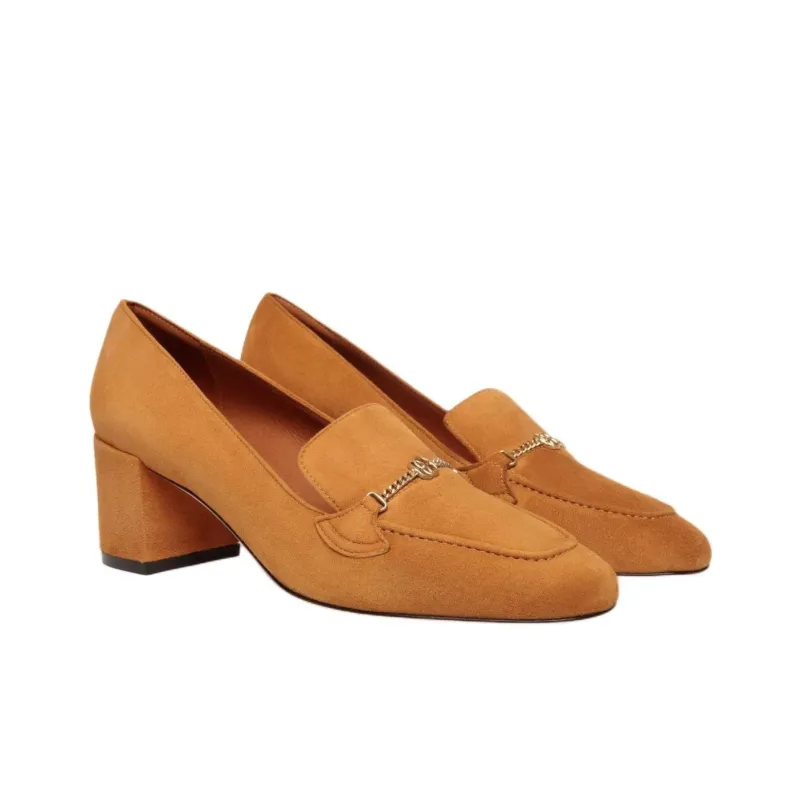 BALLY Emblem Chunky Heel High Heels 5cm Women's Brown-2
