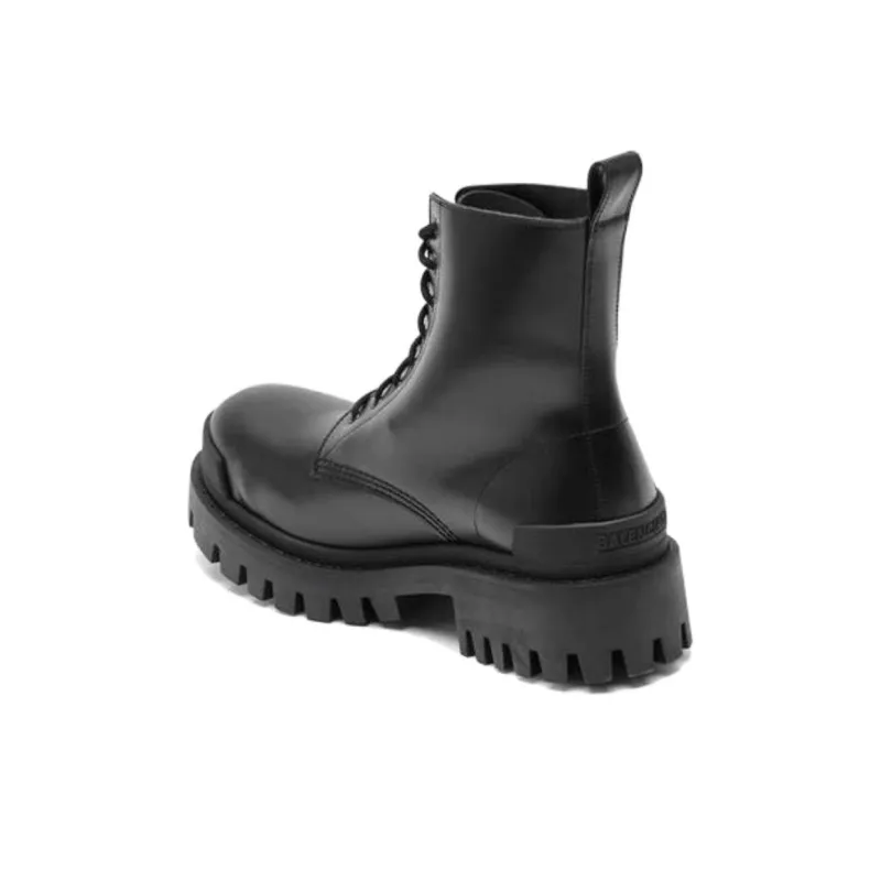 Balenciaga Strike Lace Up Boots 'Black Lambskin' Women's-3
