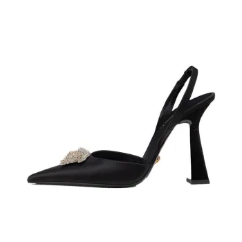 VERSACE Crystal La Medusa 110mm Slingback Pumps Black Satin