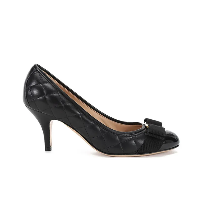 FERRAGAMO Vara Slim Heel High Heels 7cm Women's Black-1