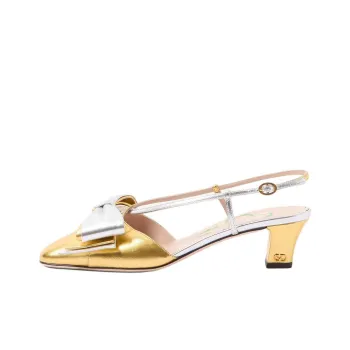 Valentino BOW WOW Block Heel High Heels 4.5cm Women's Gold