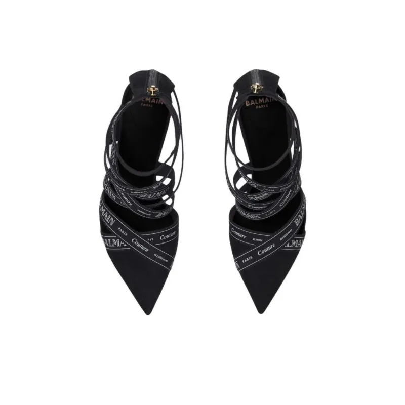 BALMAIN Couture Ribbon Crossover Strap Pumps-3
