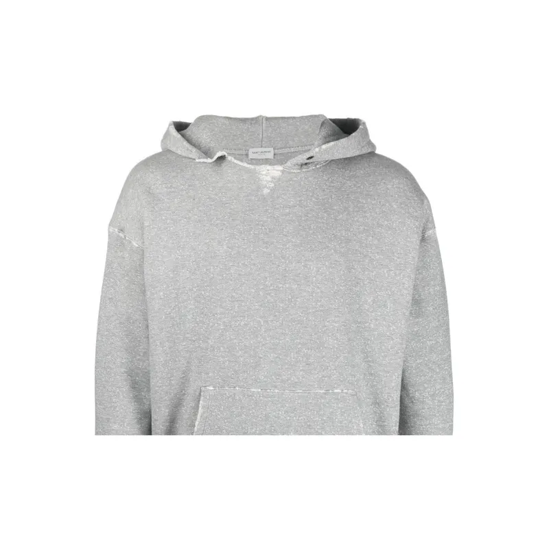 SAINT LAURENT Université Distressed effect Marl Hoodie-5