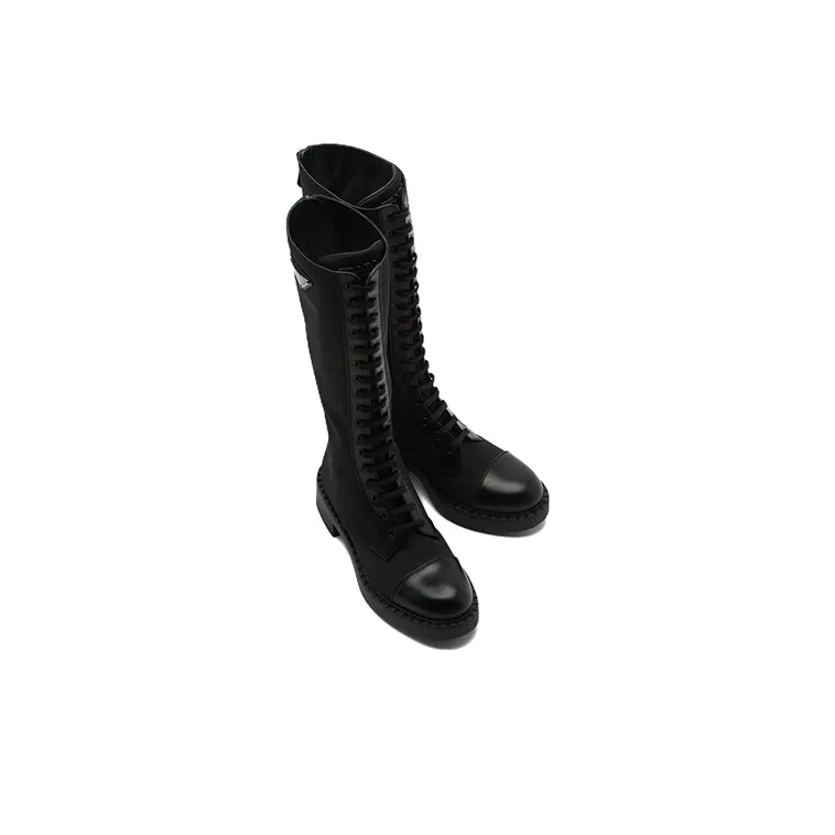 PRADA Women's Brushed Leather And Re-Nylon Boot 'Black'-3