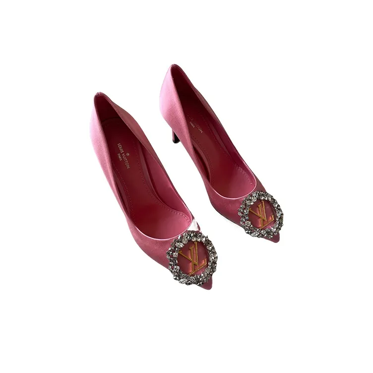 LOUIS VUITTON Madeleine Slim Heel High Heels 8cm Women's Pink-2