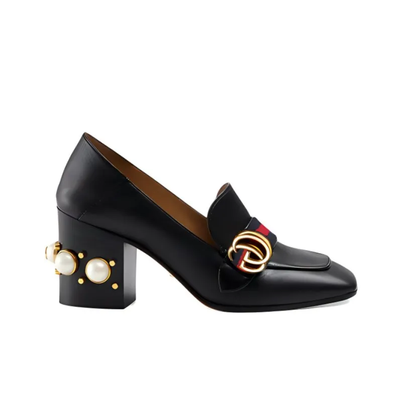 GUCCI 80mm Pearl Heel Leather Pumps-1
